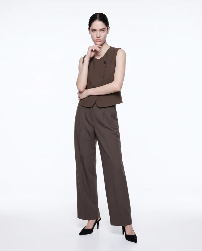 Gilet corto foderato elegante e versatile - Tortora melange