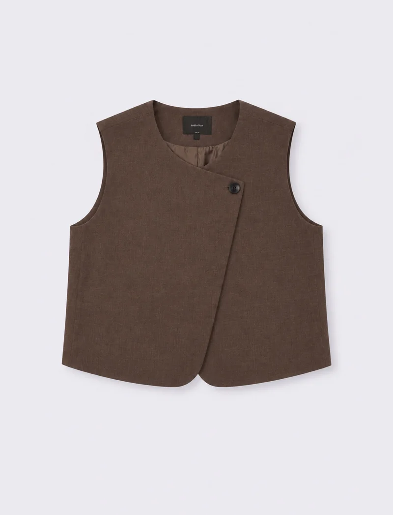 Gilet corto foderato elegante e versatile - Tortora melange