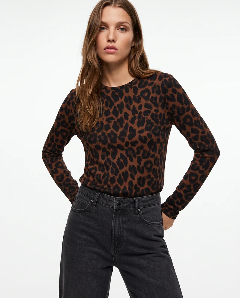 T-shirt manica lunga slim stampata - var 1