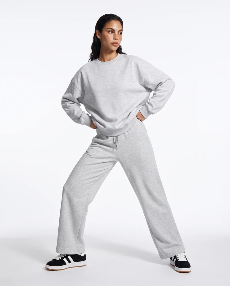Pantafitness con elastico e tasche laterali - Grigio chiaro mel.