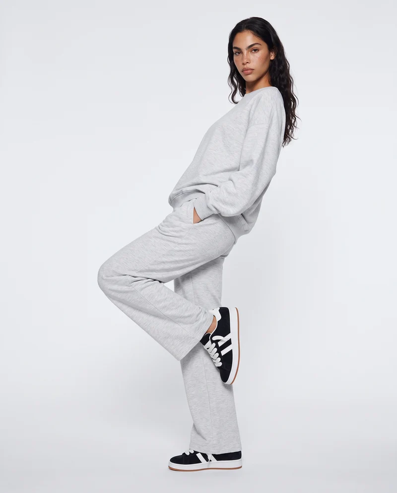 Pantafitness con elastico e tasche laterali - Grigio chiaro mel.