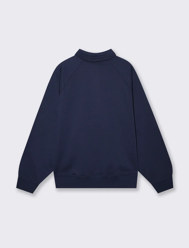 Felpa con colletto e manica raglan - Blu