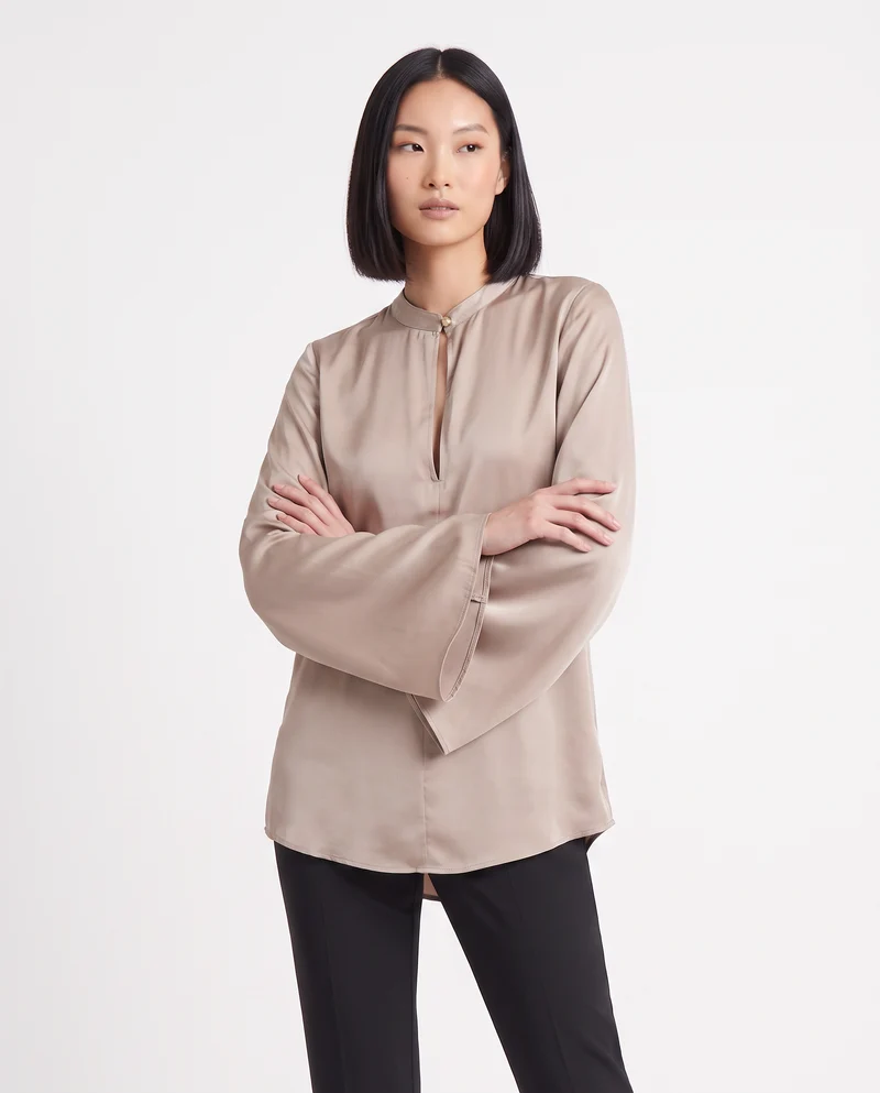 Casacca collo coreano con scollo a goccia - Beige