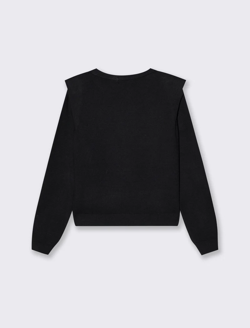 Pullover girocollo con spalline regolari - Nero