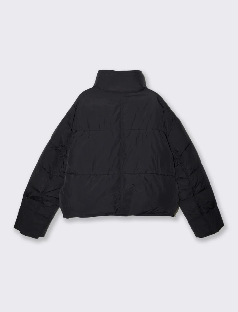 Bomber cropped con collo alto elegante - Nero