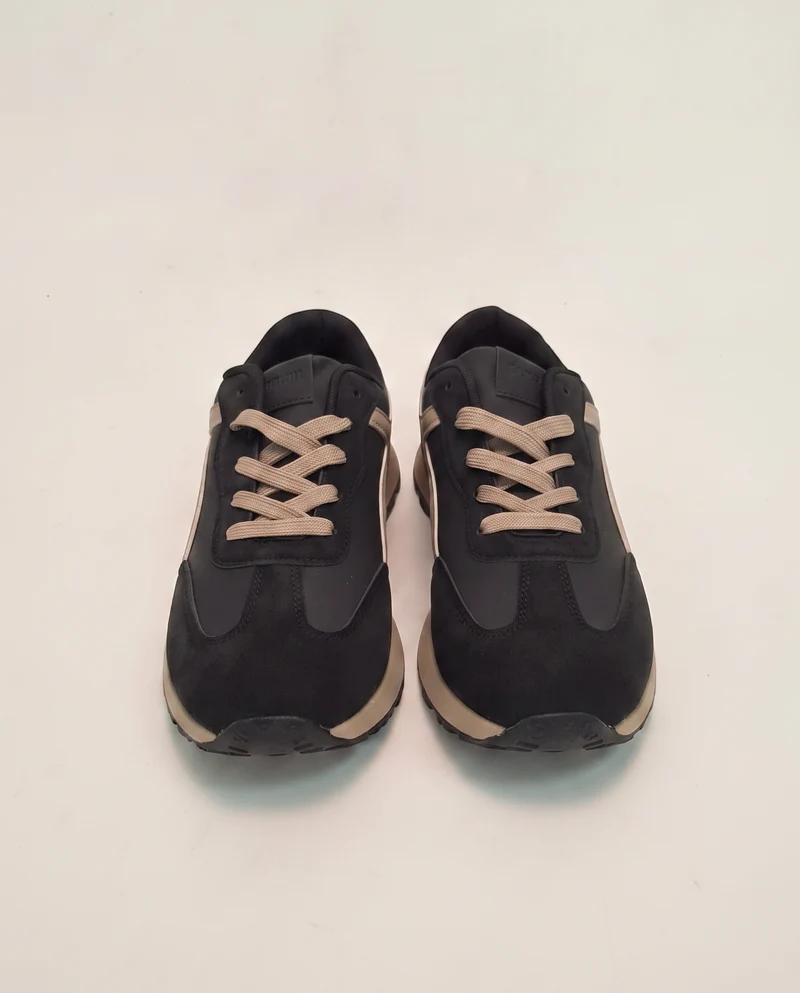 Sneakers retrò da uomo in poliuretano nero - Nero