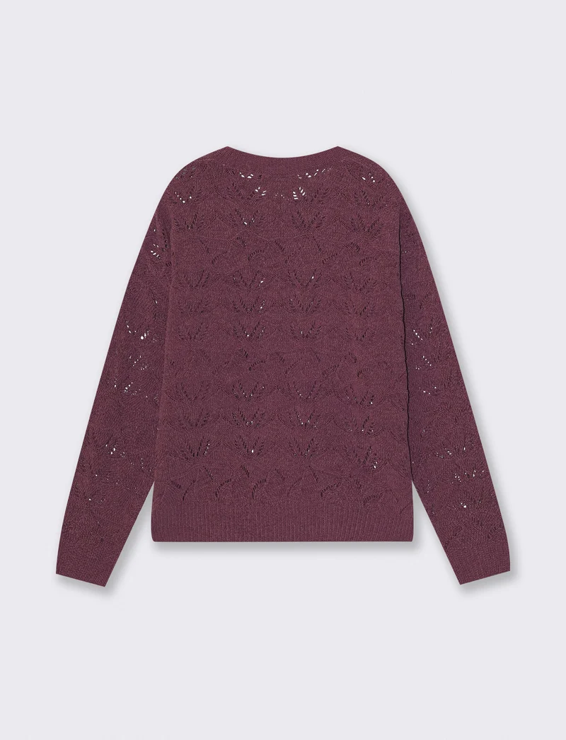 Pullover girocollo in ciniglia opaca - Viola malva