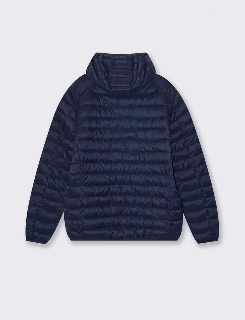 Giubbotto piumino con cappuccio e zip - Blu