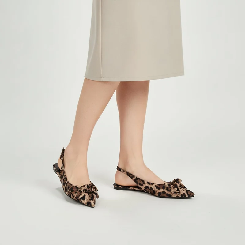 Slingback maculata in raso con fiocco - Maculato