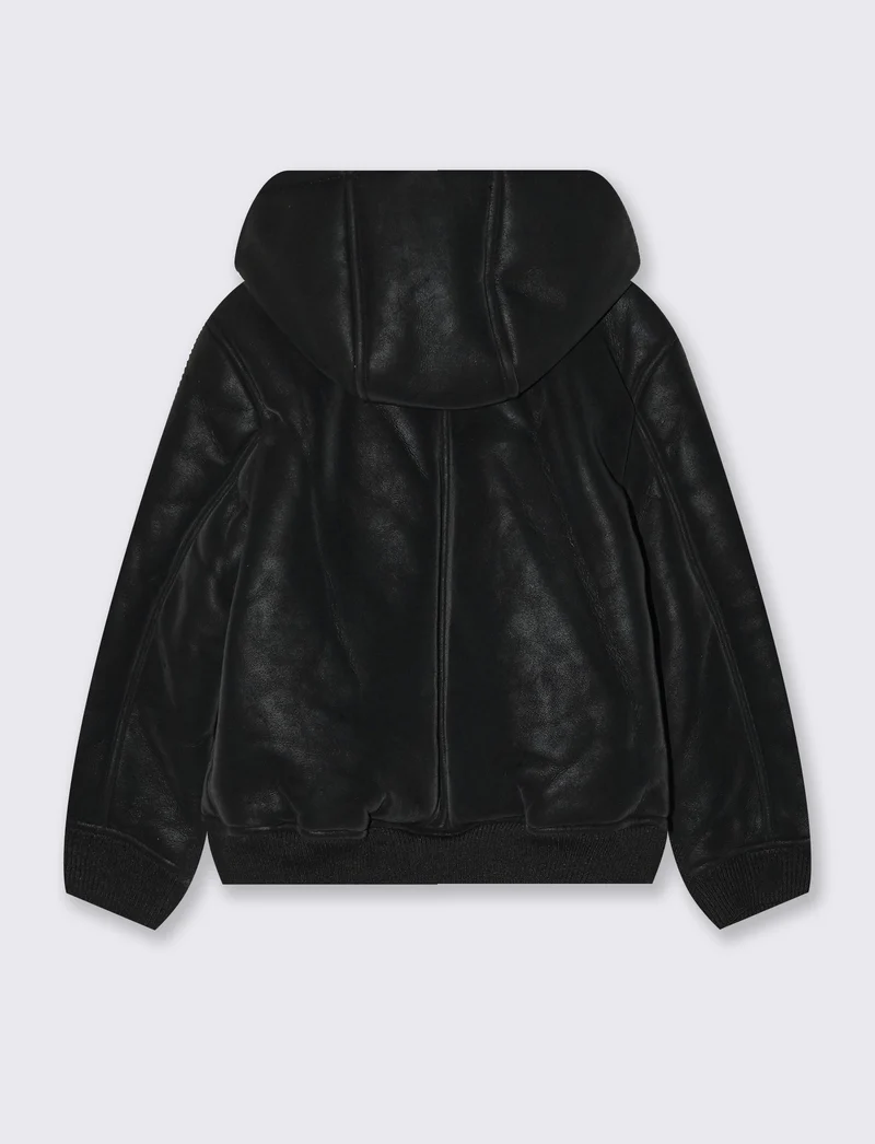 Giubbotto in suede con interno sherpa - Nero