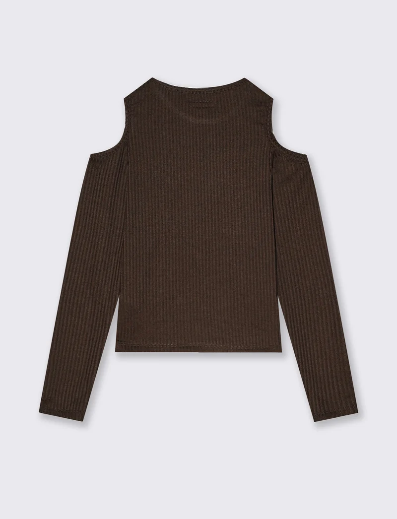 Maglietta manica lunga con borchie decorative - Marrone
