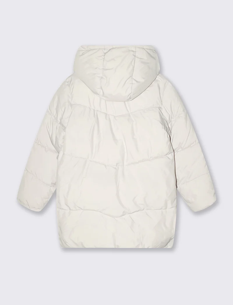 Giaccone imbottito da bambina con cappuccio - Beige