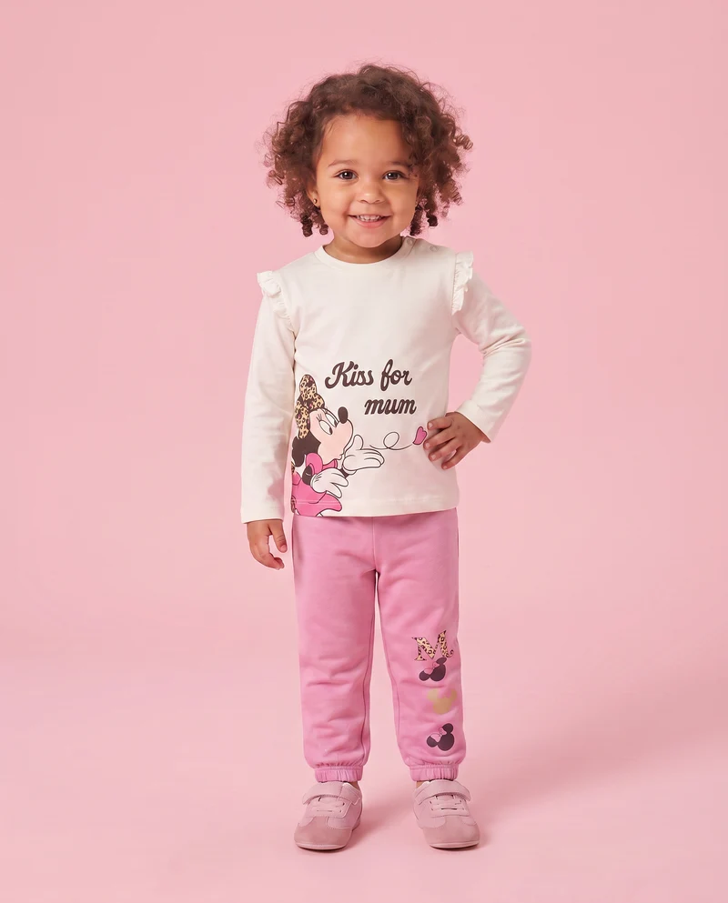 T shirt Minnie con rouches maniche lunga - Bianco latte