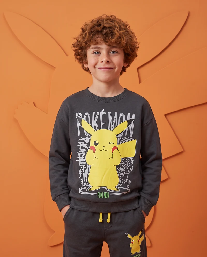 Felpa grigia con stampa Pokemon - Grigio piombo