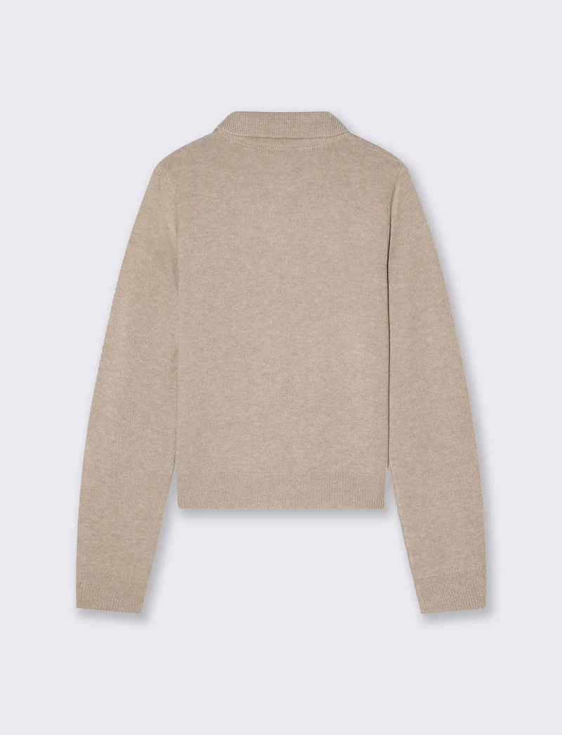 Cardigan con colletto e bottoni gioiello - Beige grano