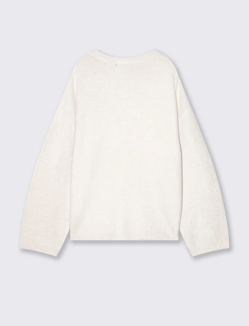 Pullover con scollo e dettaglio gioiello - Avorio