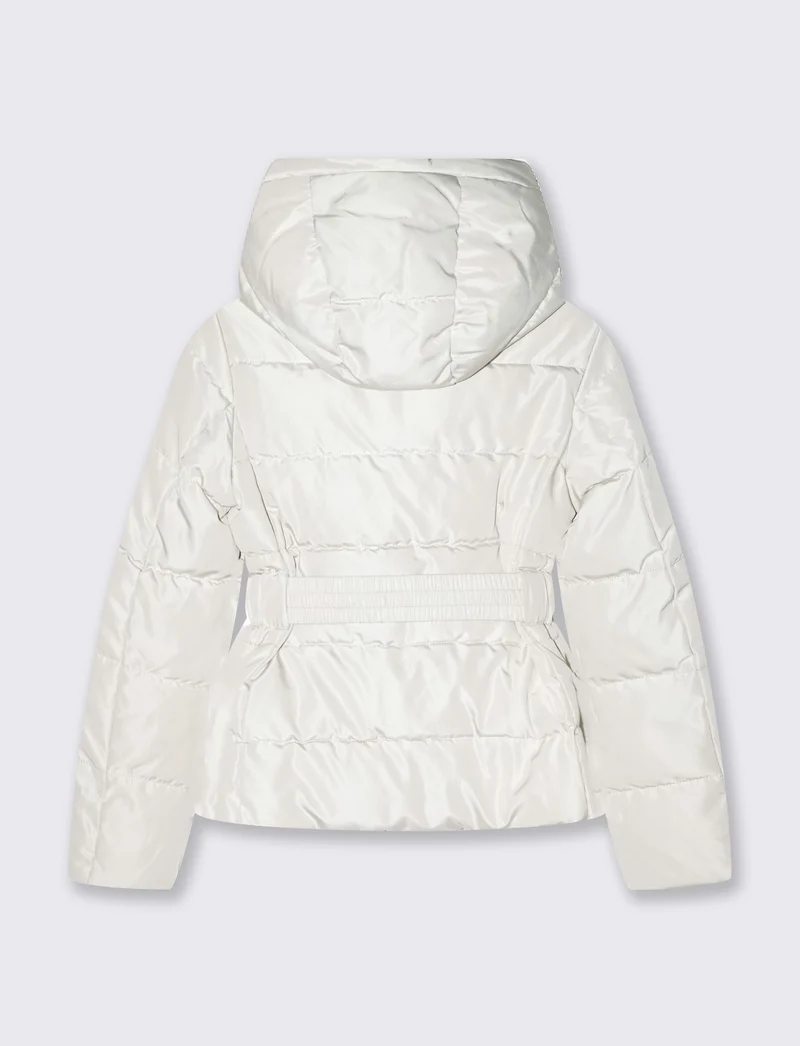 Giubbino slim imbottito con cappuccio - Bianco gesso
