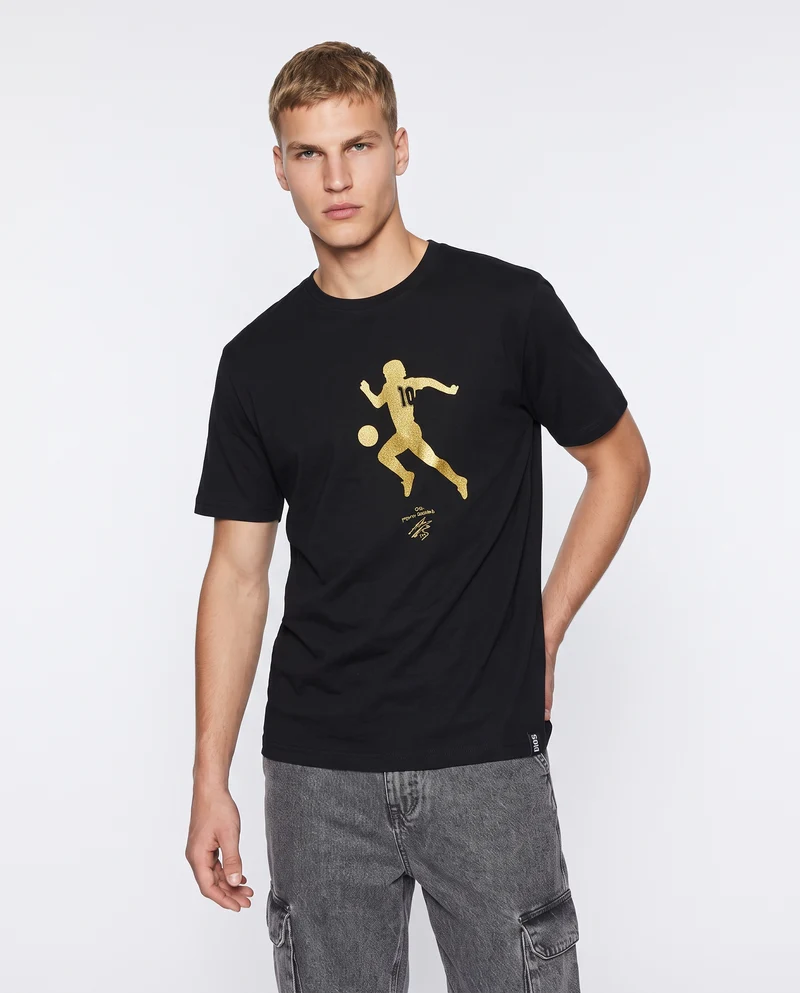 T-Shirt Jersey Premium D10S Stampa Frontale - Nero