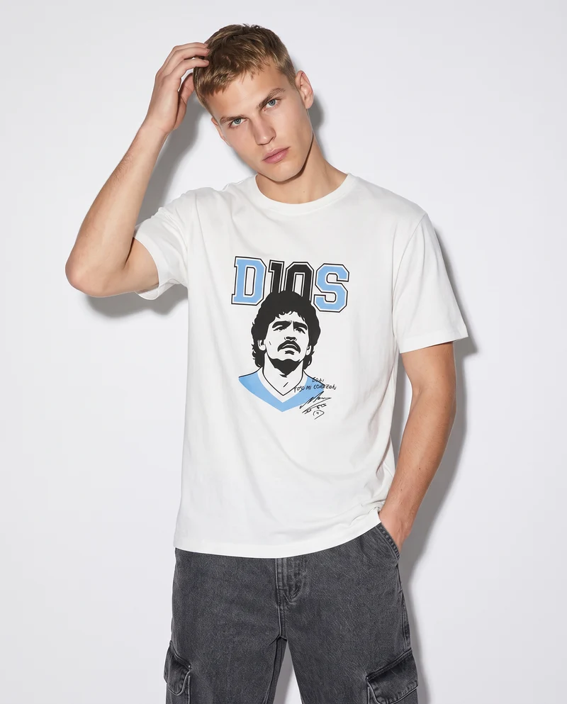 T-Shirt Jersey Premium D10S Stampa Frontale - Bianco