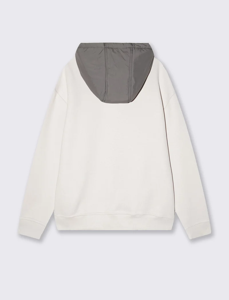 Felpa con cappuccio in nylon e cotone - Grigio ghiaccio