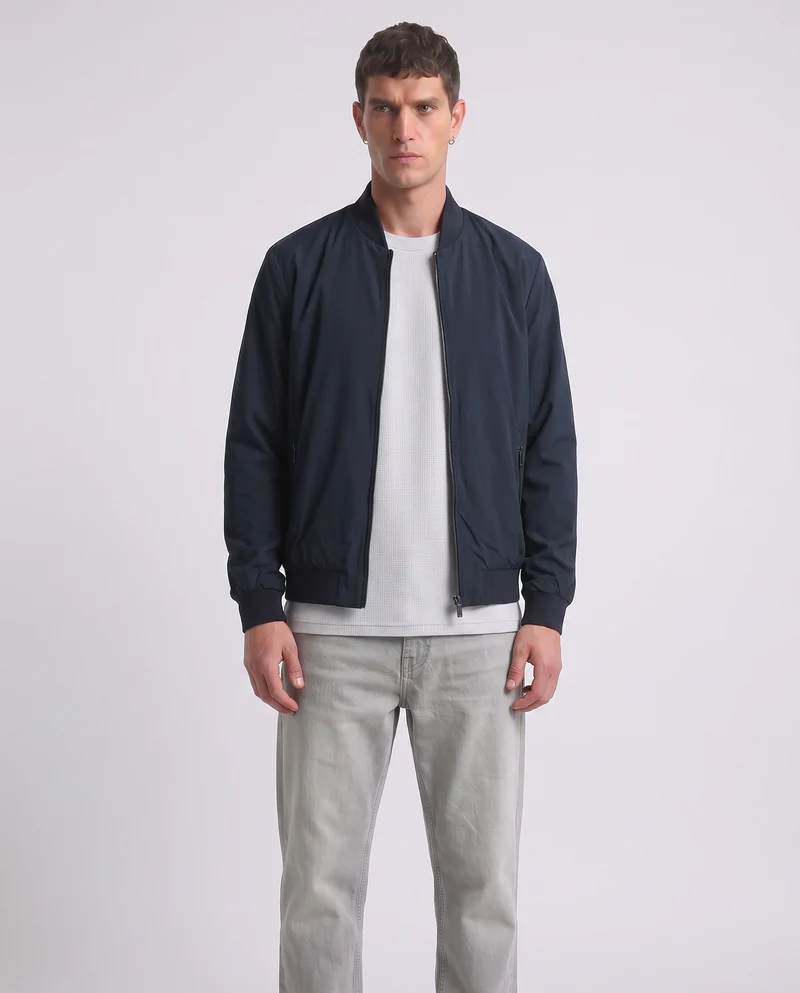 Bomber Basic in Tessuto Tecnico - Blu