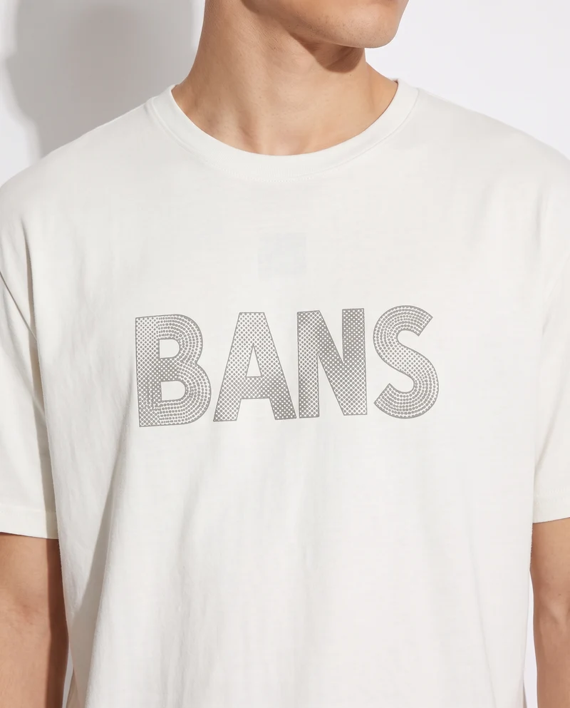 T-shirt cotone elasticizzato con stampa 3D - Bianco