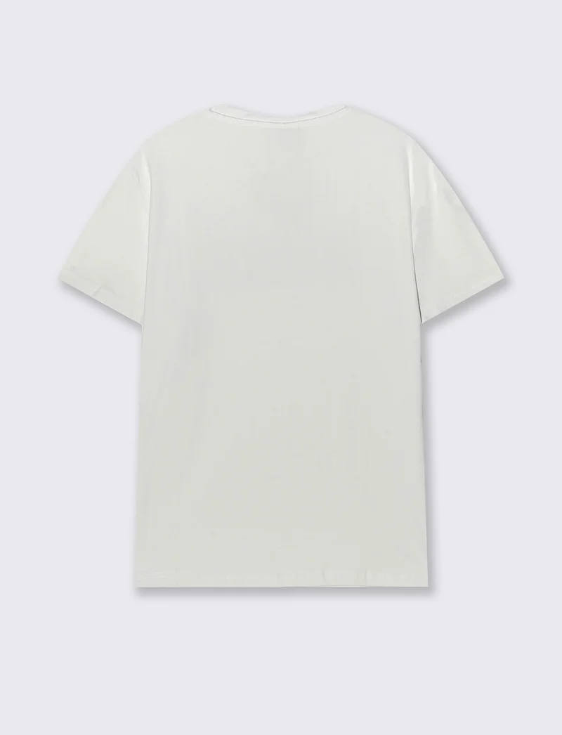 T-shirt cotone elasticizzato con stampa 3D - Bianco