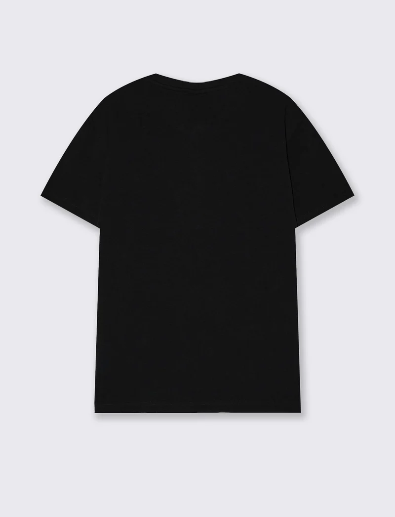 T-shirt cotone elasticizzato con stampa 3D - Nero