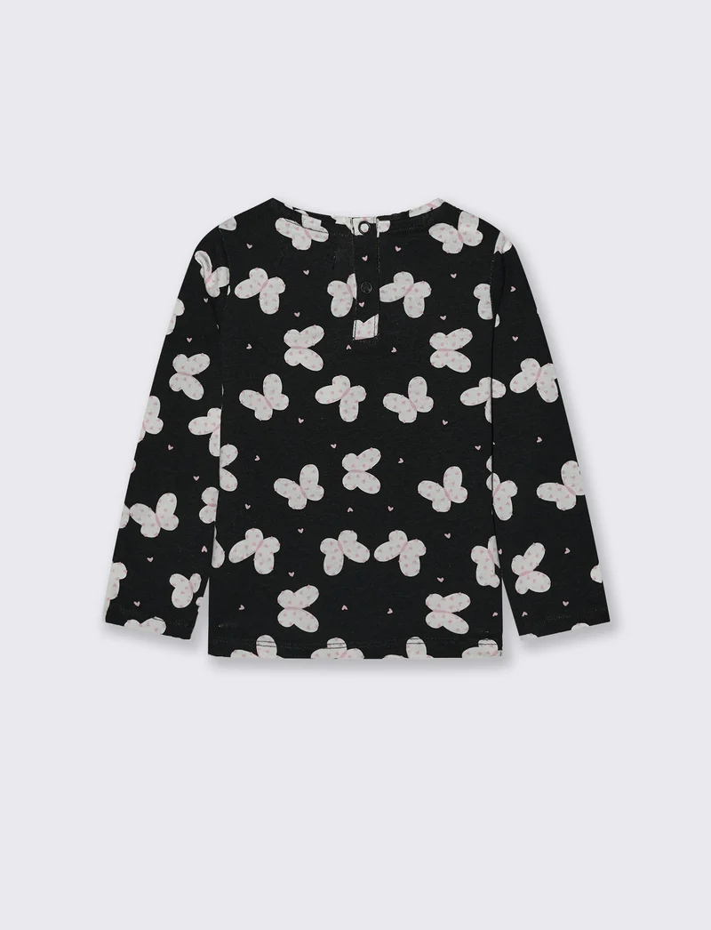 T-shirt con stampa all-over in cotone - Nero