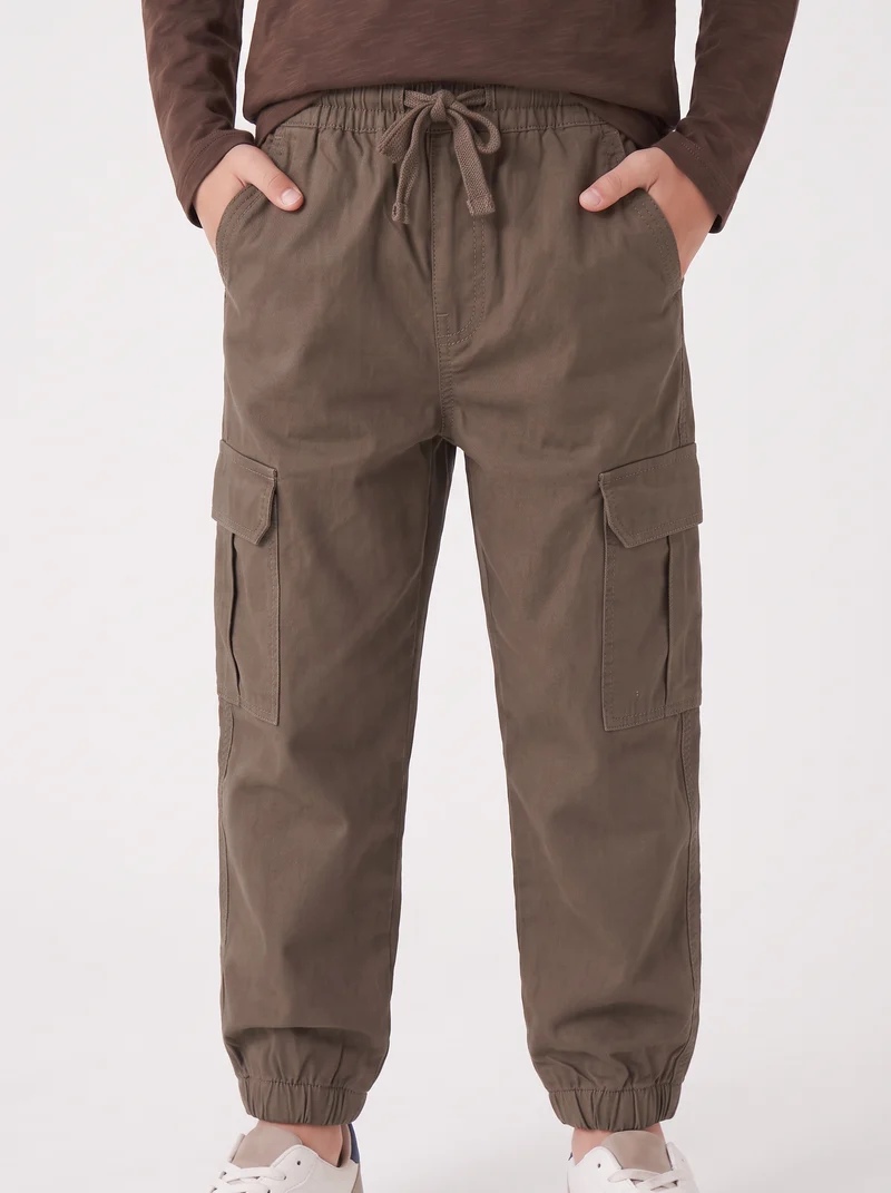 Pantaloni cargo in twill per il tempo libero - Marrone chiaro