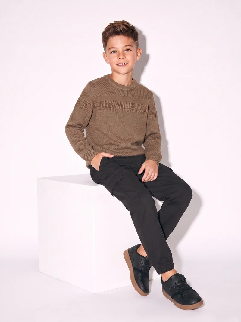 Pantaloni cargo in twill per il tempo libero - Nero