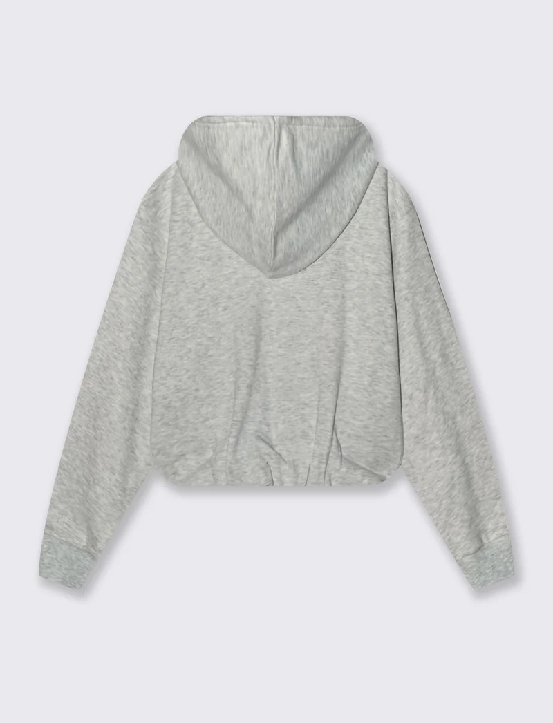 Felpa con risvolto e cappuccio pratico - Grigio chiaro mel.