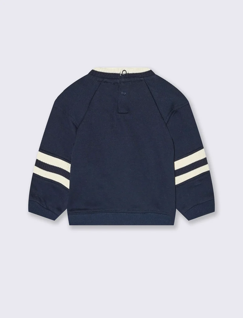 Felpa college con inserti a costine - Blu