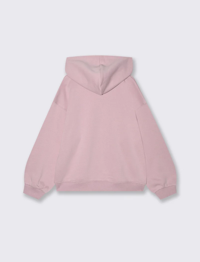 Felpa con cappuccio e stampa lucida - Rosa polvere