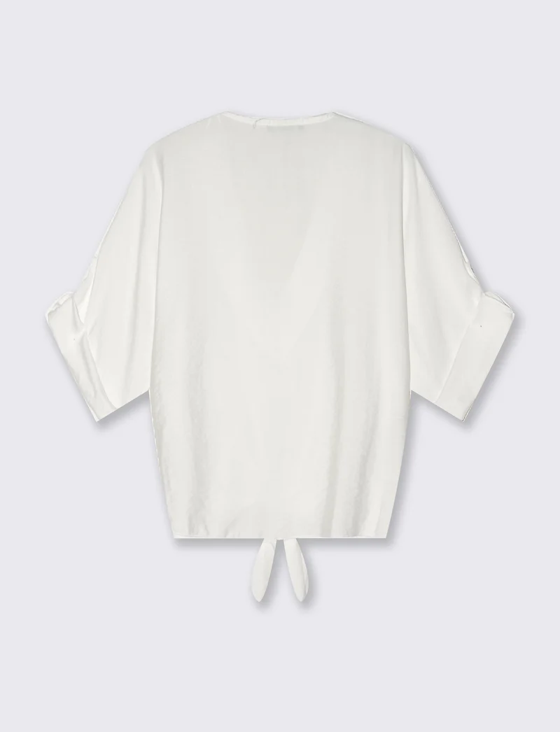 Camicia con fiocco sull'orlo - Bianco