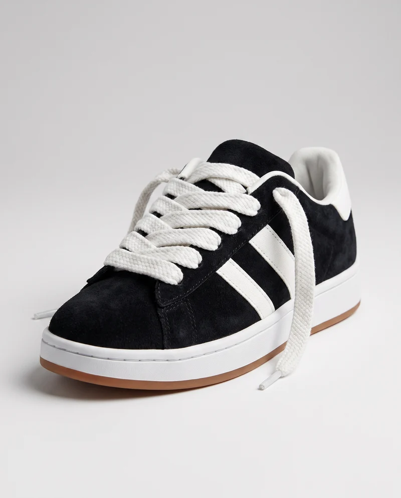 Sneakers da in poliuretano con lacci larghi - Nero