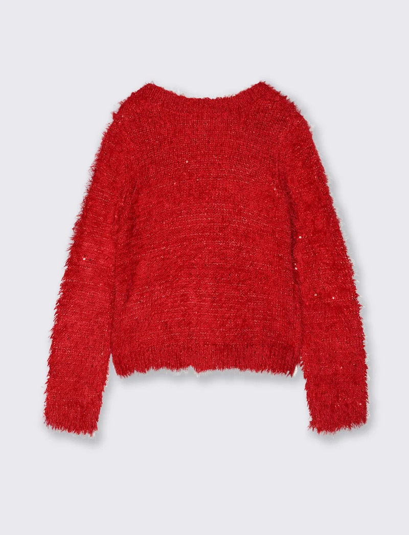 Cardigan da bambina con paillettes - Rosso
