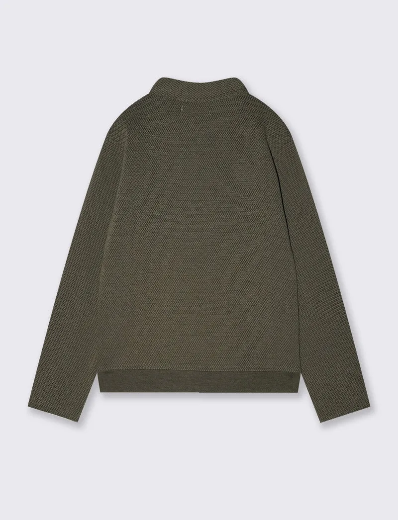 Felpa con colletto in misto cotone - Verde militare