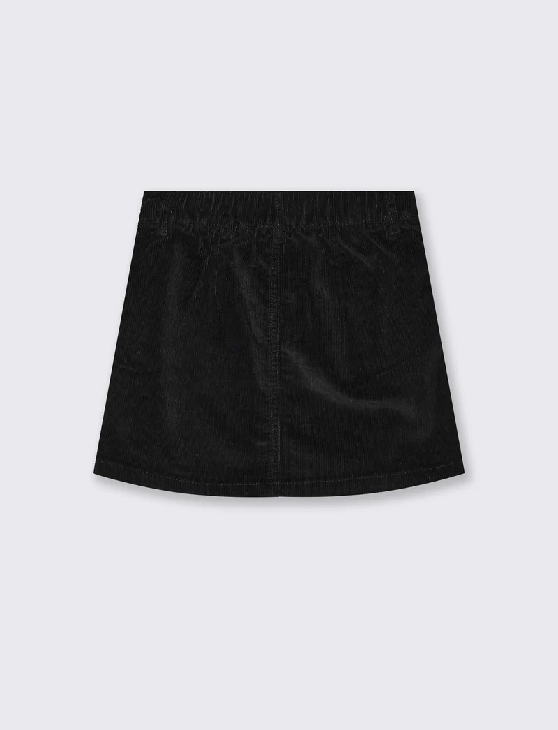 Gonna in velluto elastico con tasche - Nero