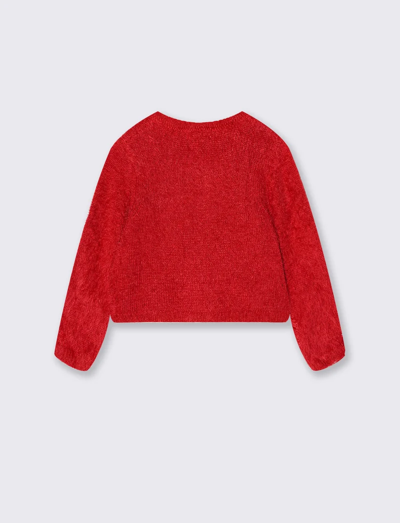 Cardigan rosso con fiocco per Natale - Rosso