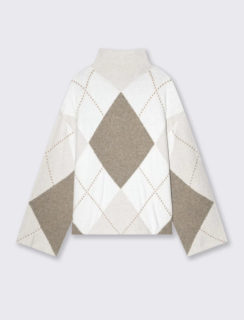 Pullover jacquard a collo alto con rombi - var 2