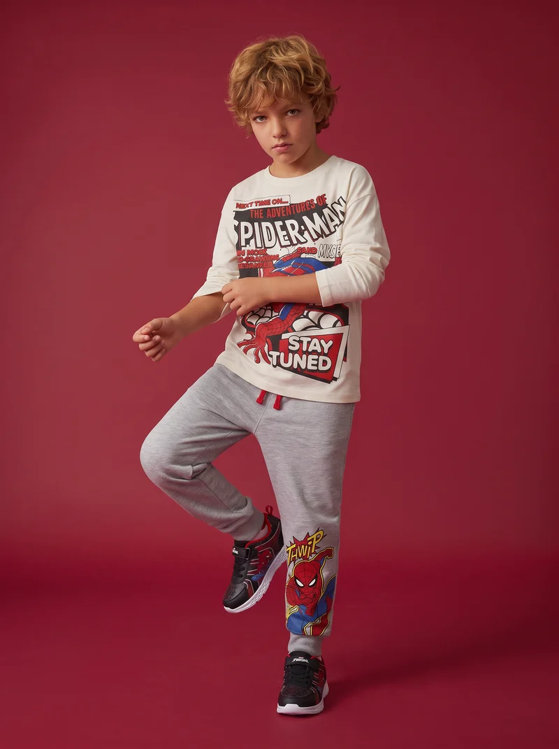 Jogger Spider-Man in cotone con elastico - Grigio mel.