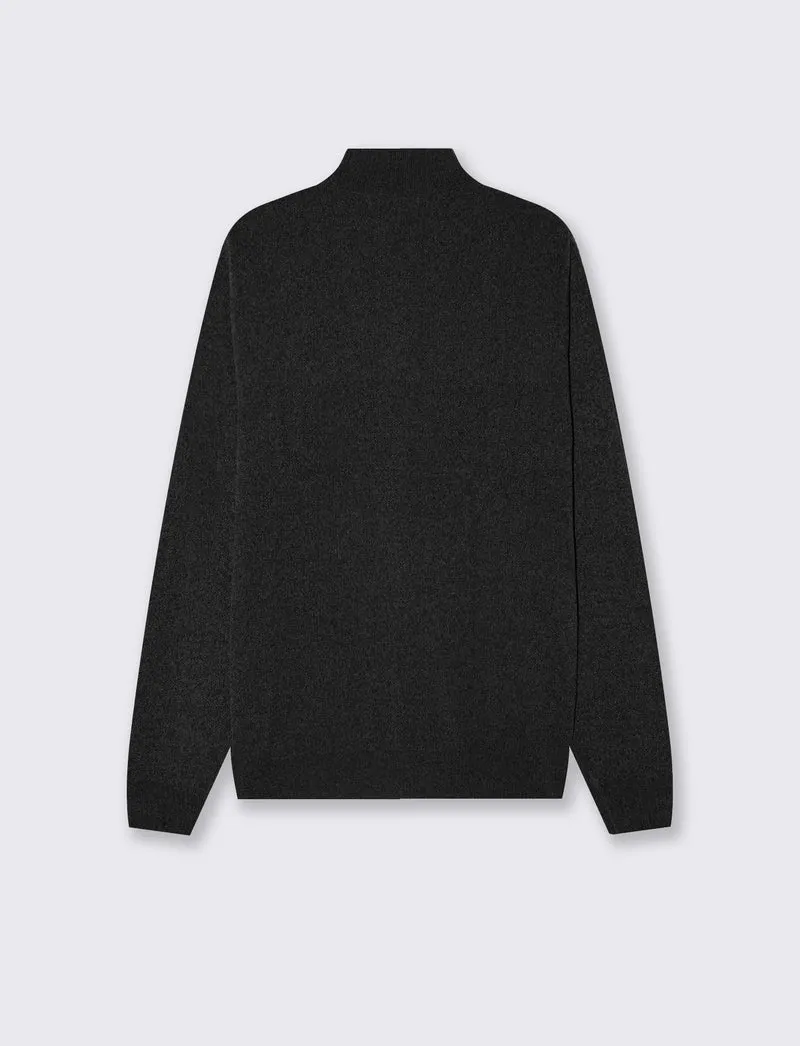 Maglia Cardigan Basic in Ciniglia Regular Fit - Nero