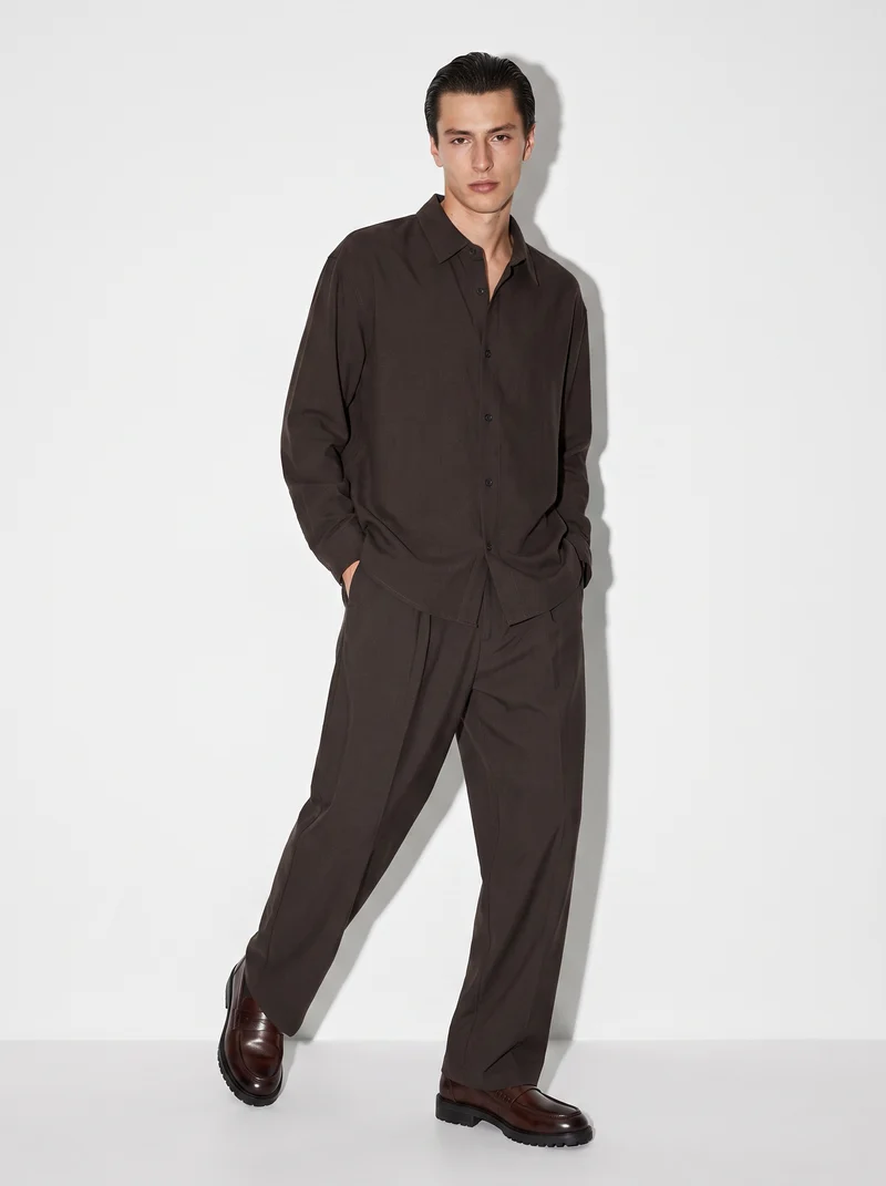 Camicia Relaxed Fit in Tessuto Premium - Moro