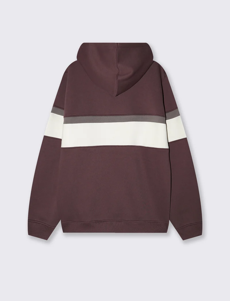 Felpa con cappuccio e fascia contrasto - Bordeaux