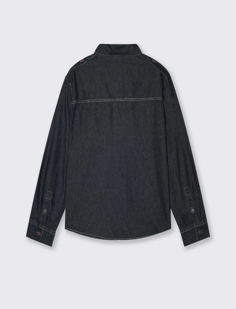 Camicia in denim con alette sulle spalle - Denim