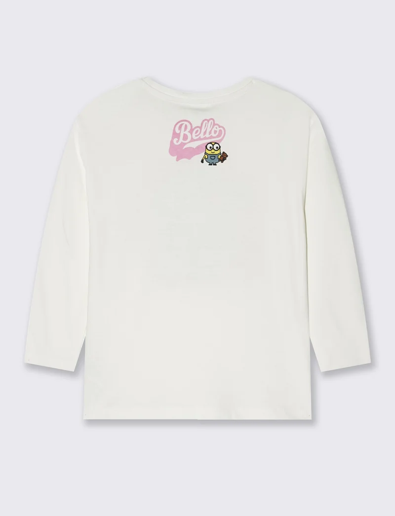 T-shirt manica lunga girocollo Minions - Bianco