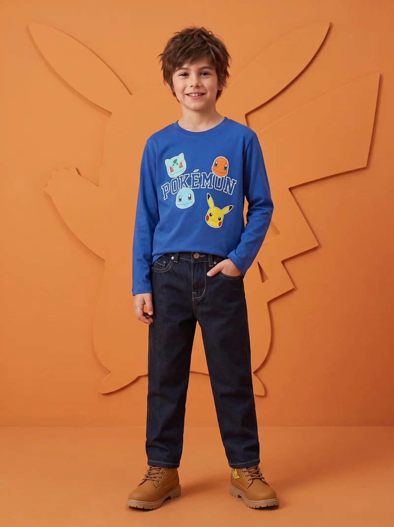 T-shirt maniche lunghe Pokémon in cotone - Blu cobalto