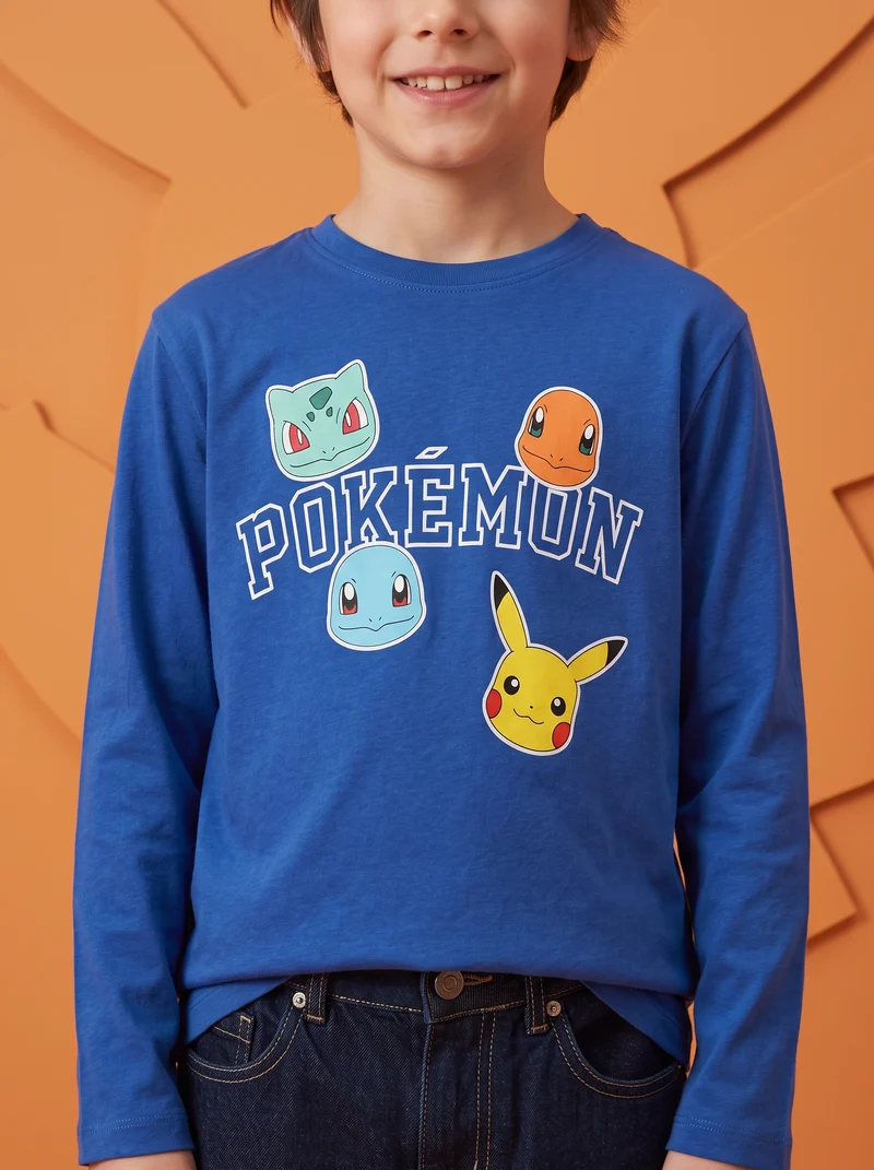 T-shirt maniche lunghe Pokémon in cotone - Blu cobalto