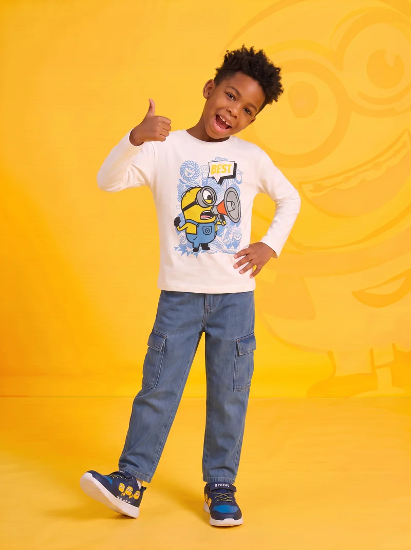 T-shirt maniche lunghe con Minions - Bianco latte